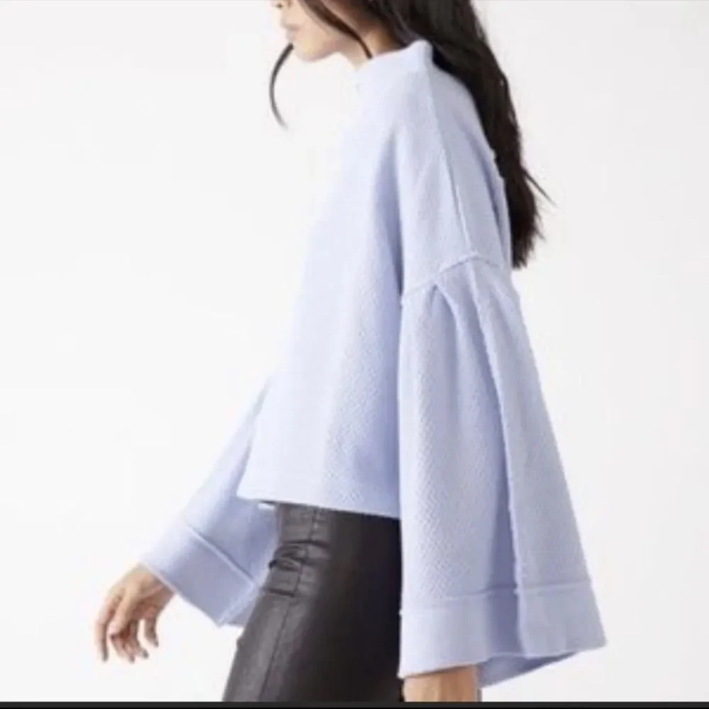 Free People bunny tee pullover waffle knit in blue moon‎ quartz color